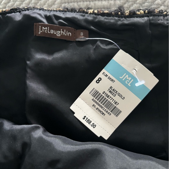 J. McLaughlin Elm Pencil Skirt, Black and Gold Tweed Metallic - Picture 4 of 7